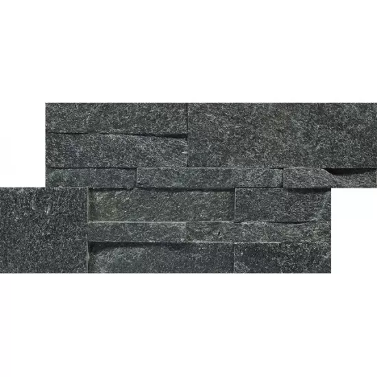 3D панель из натурального камня, кварцит чёрный 180х350 мм (уп. 6 шт)