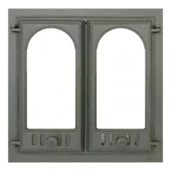 Каминная дверца 401 SVT со стеклом (двустворчатая)